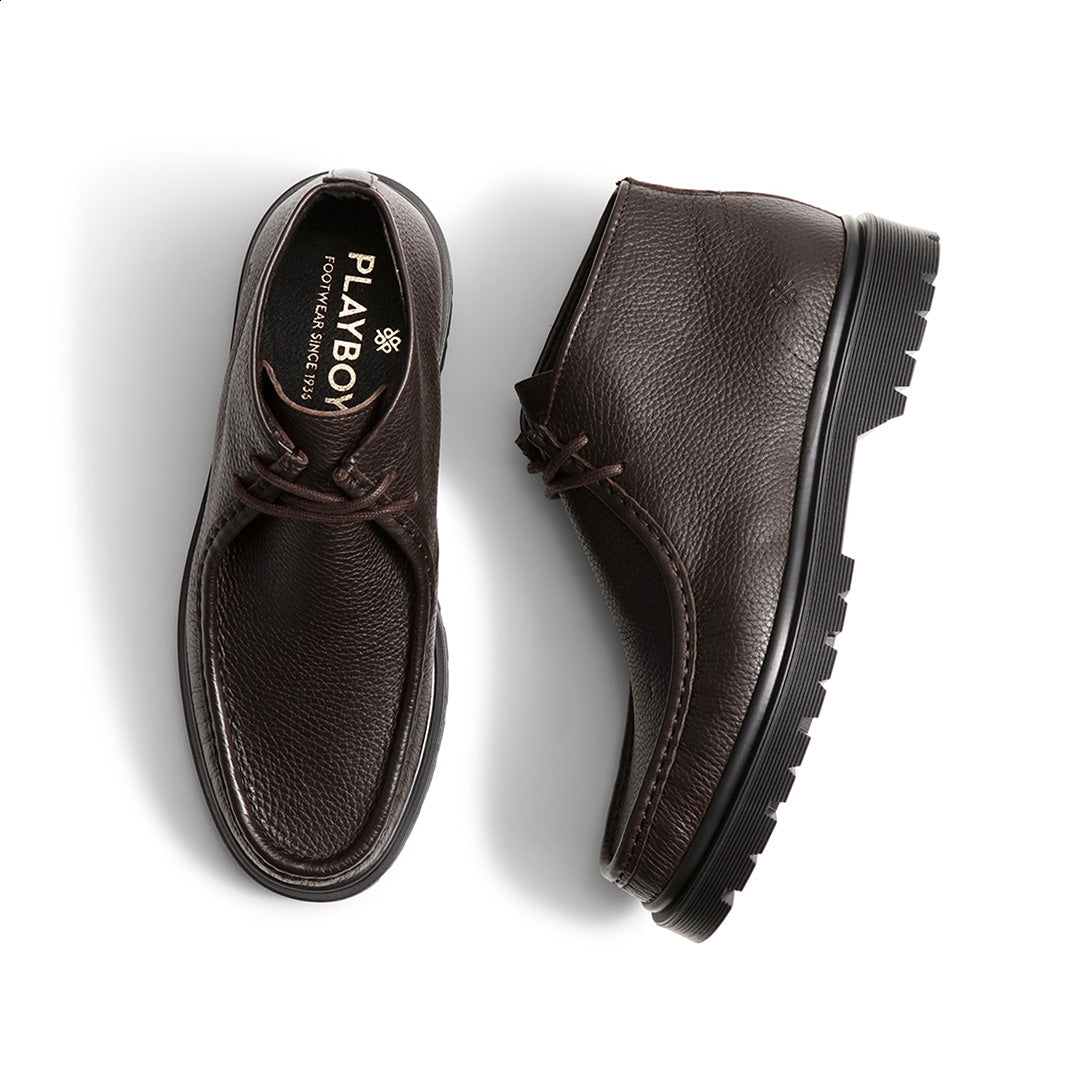 Playboy Footwear Cowen Moc Boot DK.Brown tumbled leather