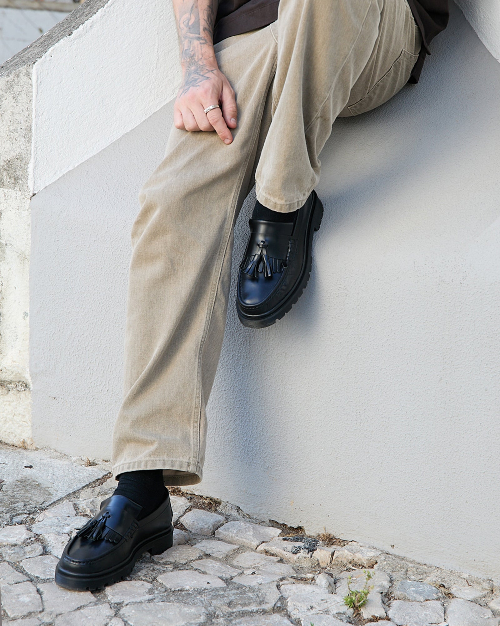 Playboy Footwear Style Baker Loafers Black leather