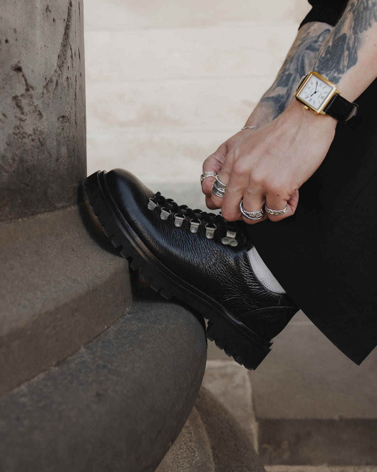 Original Playboy Style Willach Lace up shoes Black tumbled leather