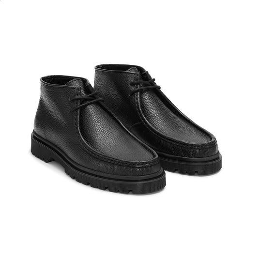 Playboy Footwear Cowen Moc Boot Black tumbled leather
