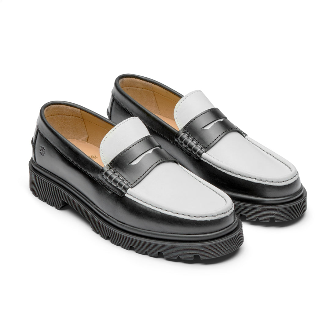 Playboy Footwear Style Austin Loafers Black & white leather