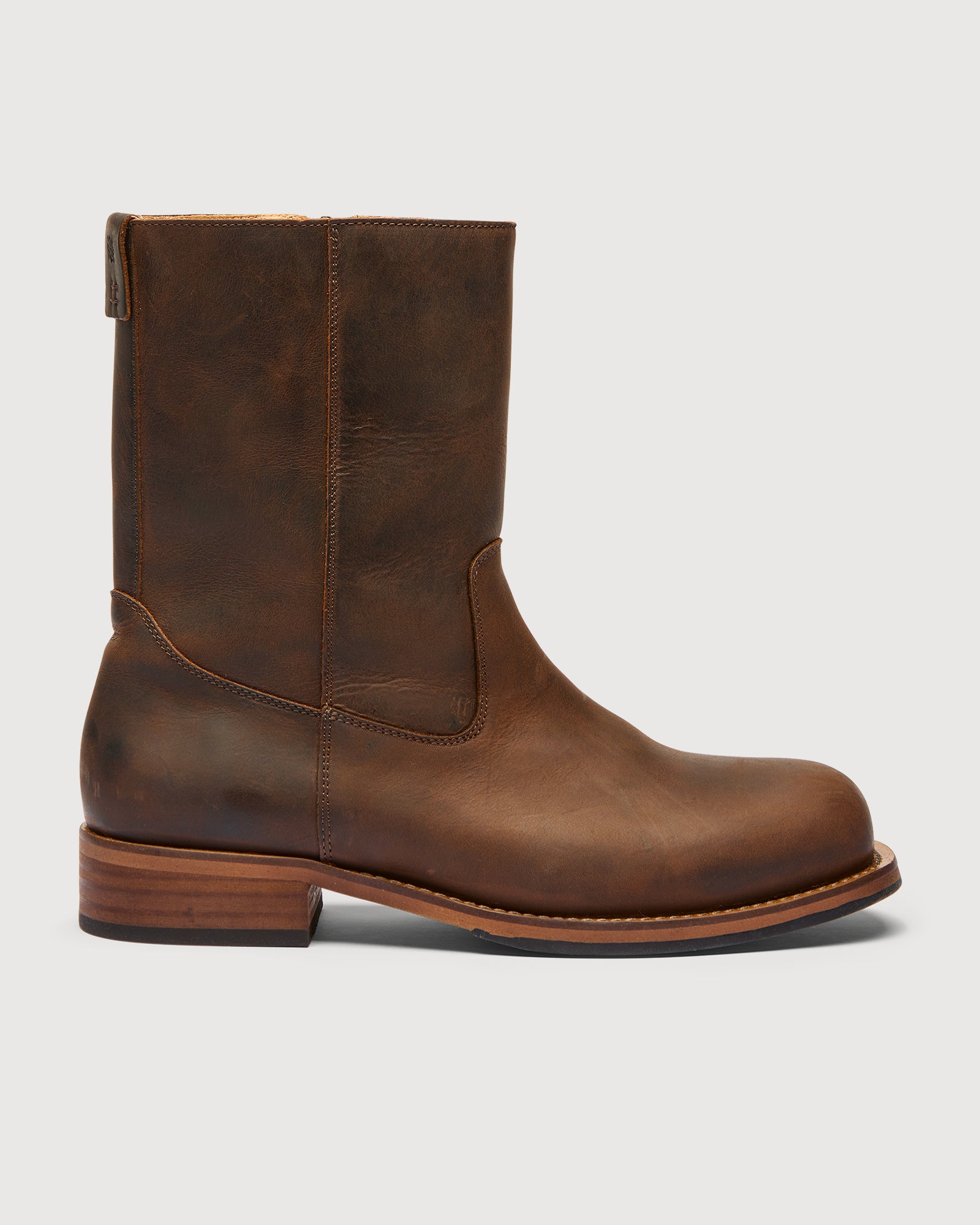 Billy Western Zip Boot for Men – Dark Brown Crazy Horse