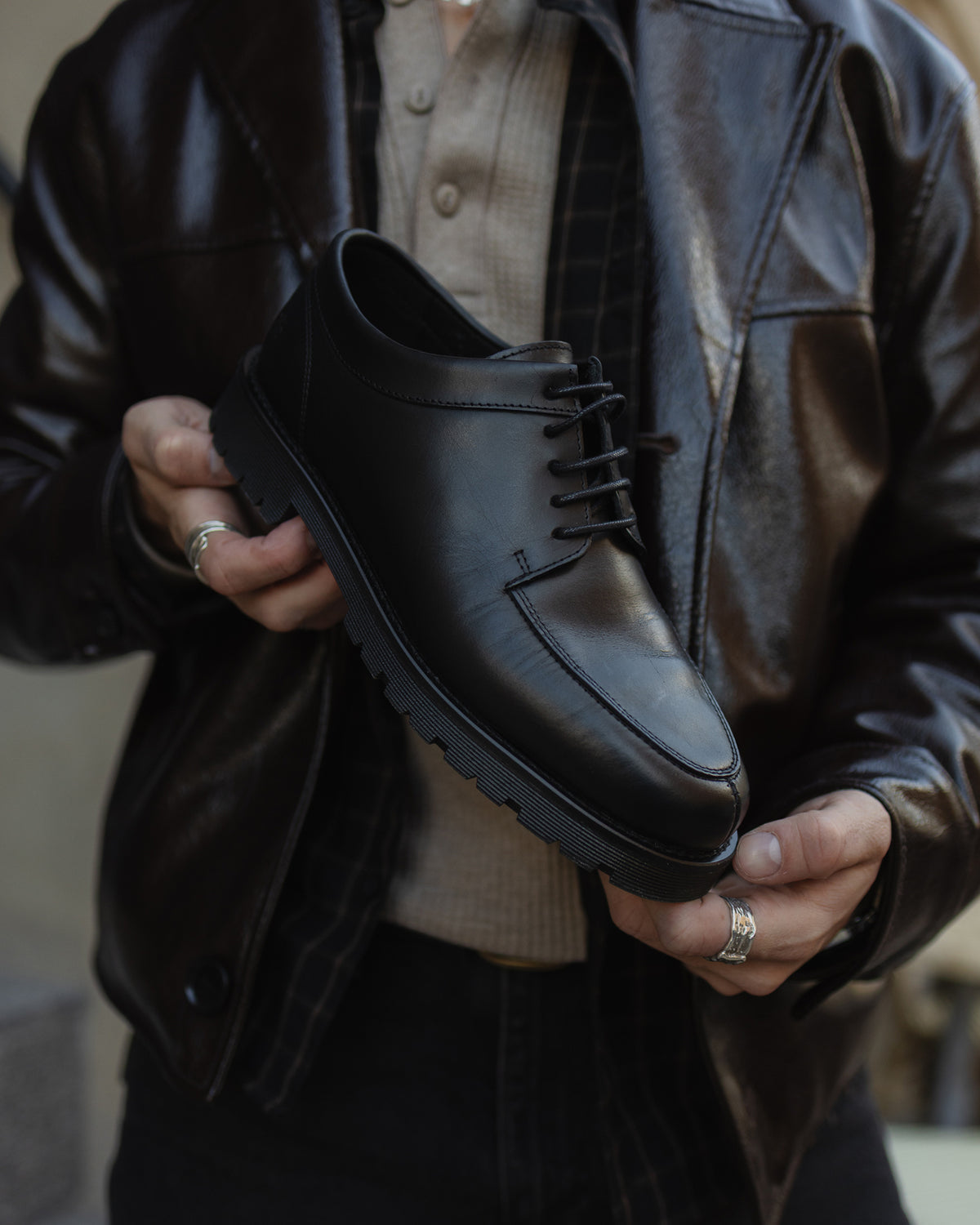 Original Playboy Style Cannes Lace up shoes Black leather