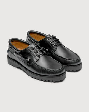 Original Playboy Style Claude Boat shoe Black leather/black
