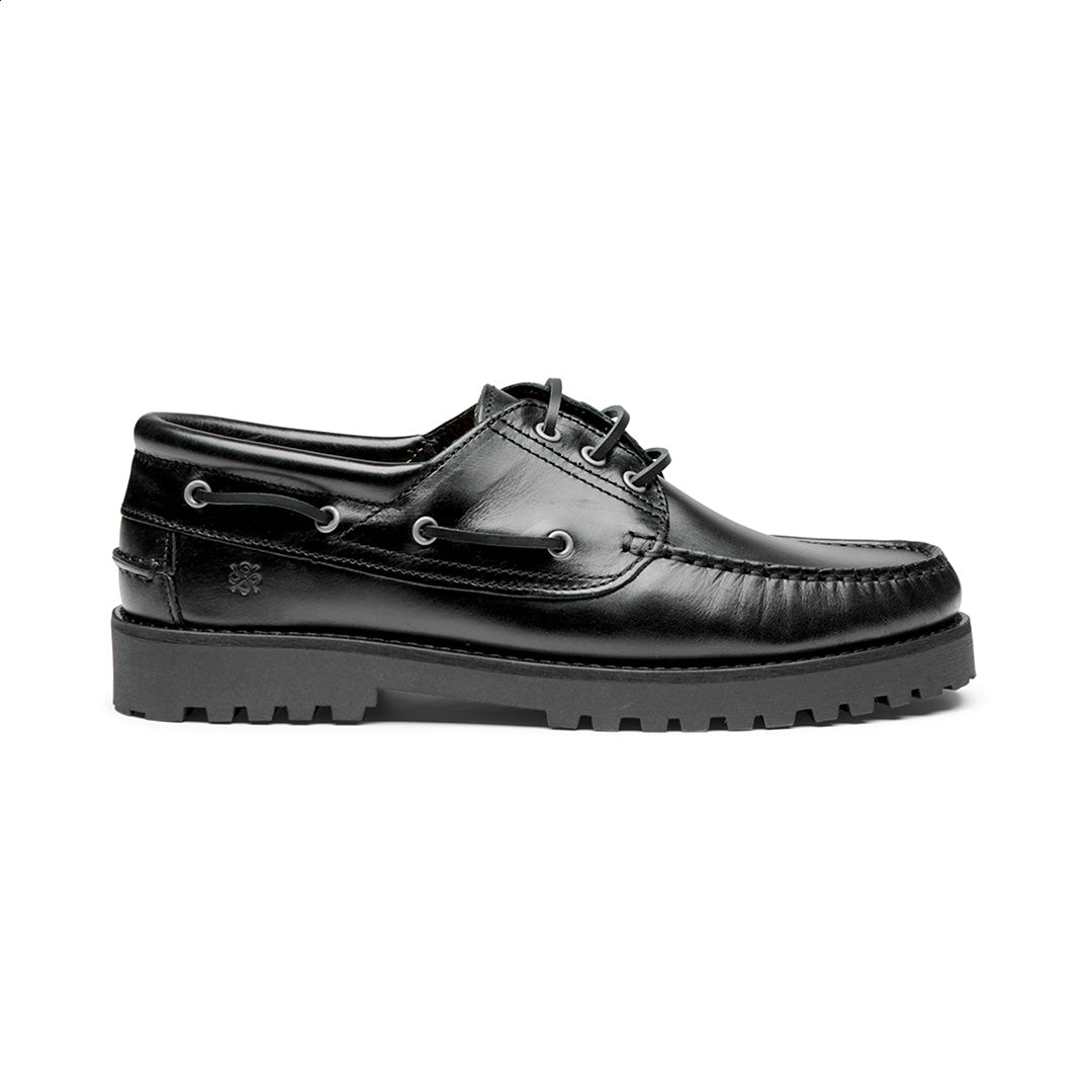 Playboy Footwear Style Claude Boat shoe Black leather/black