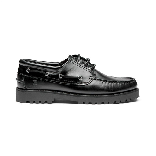 Playboy Footwear Style Claude Boat shoe Black leather/black