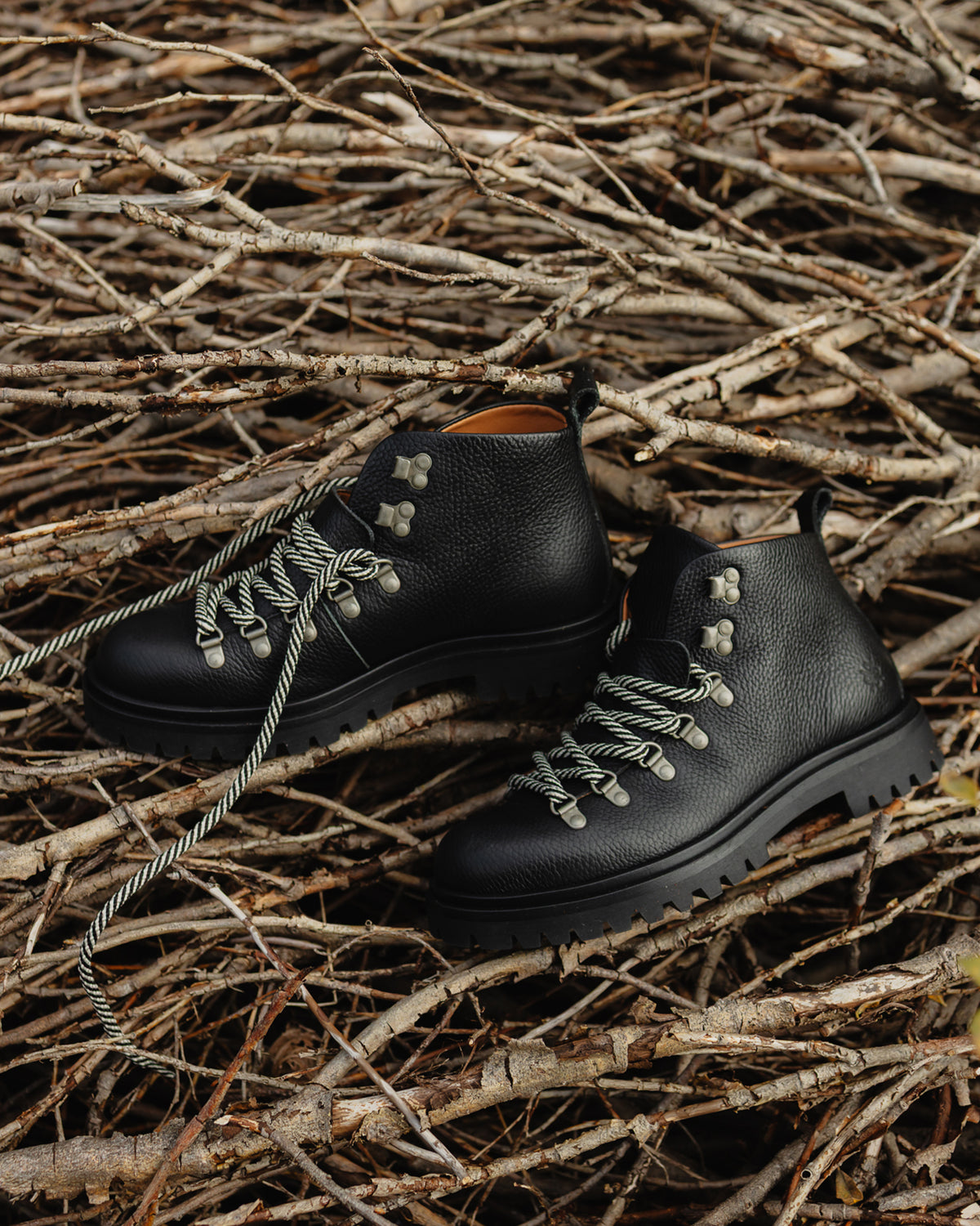Original Playboy Style Graz Hiking Boot Black tumbled leather