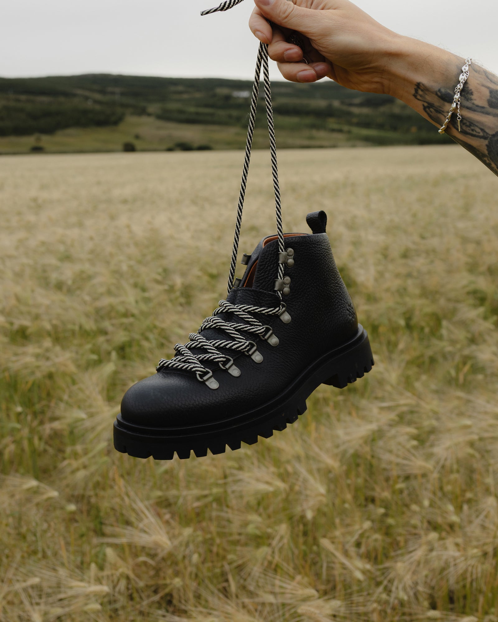 Original Playboy Style Graz Hiking Boot Black tumbled leather