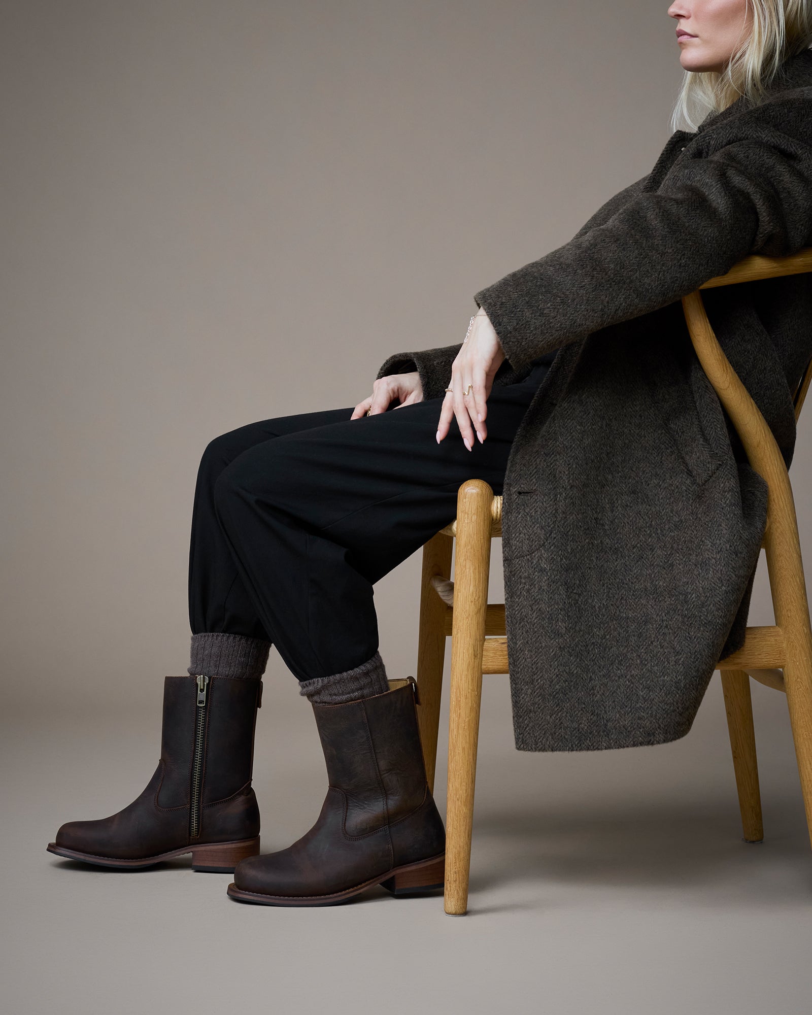 Original Playboy Style Jessie Boot DK. Brown Crazy horse leather