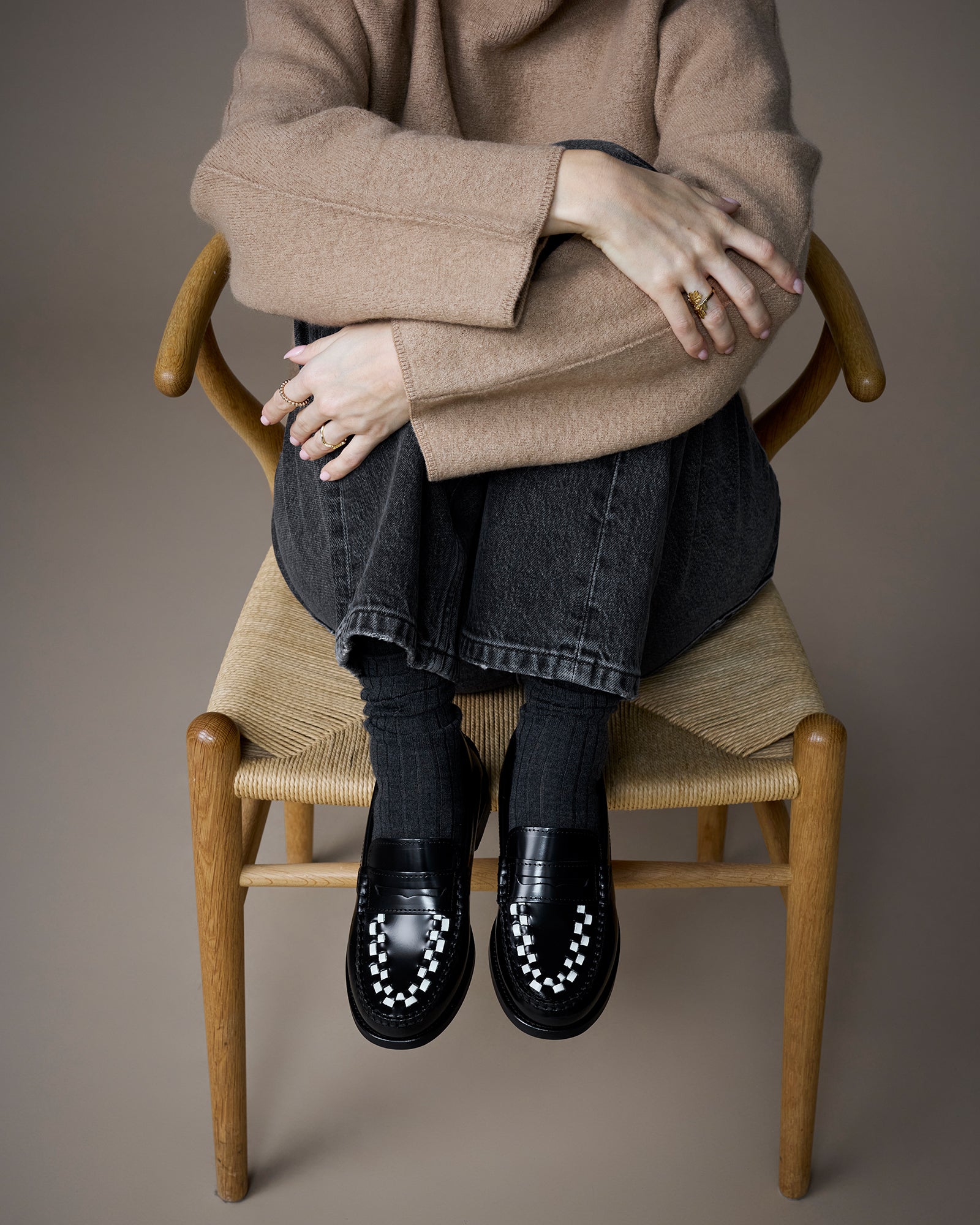 TOC1936 Style Sofia Loafers Black/White polido